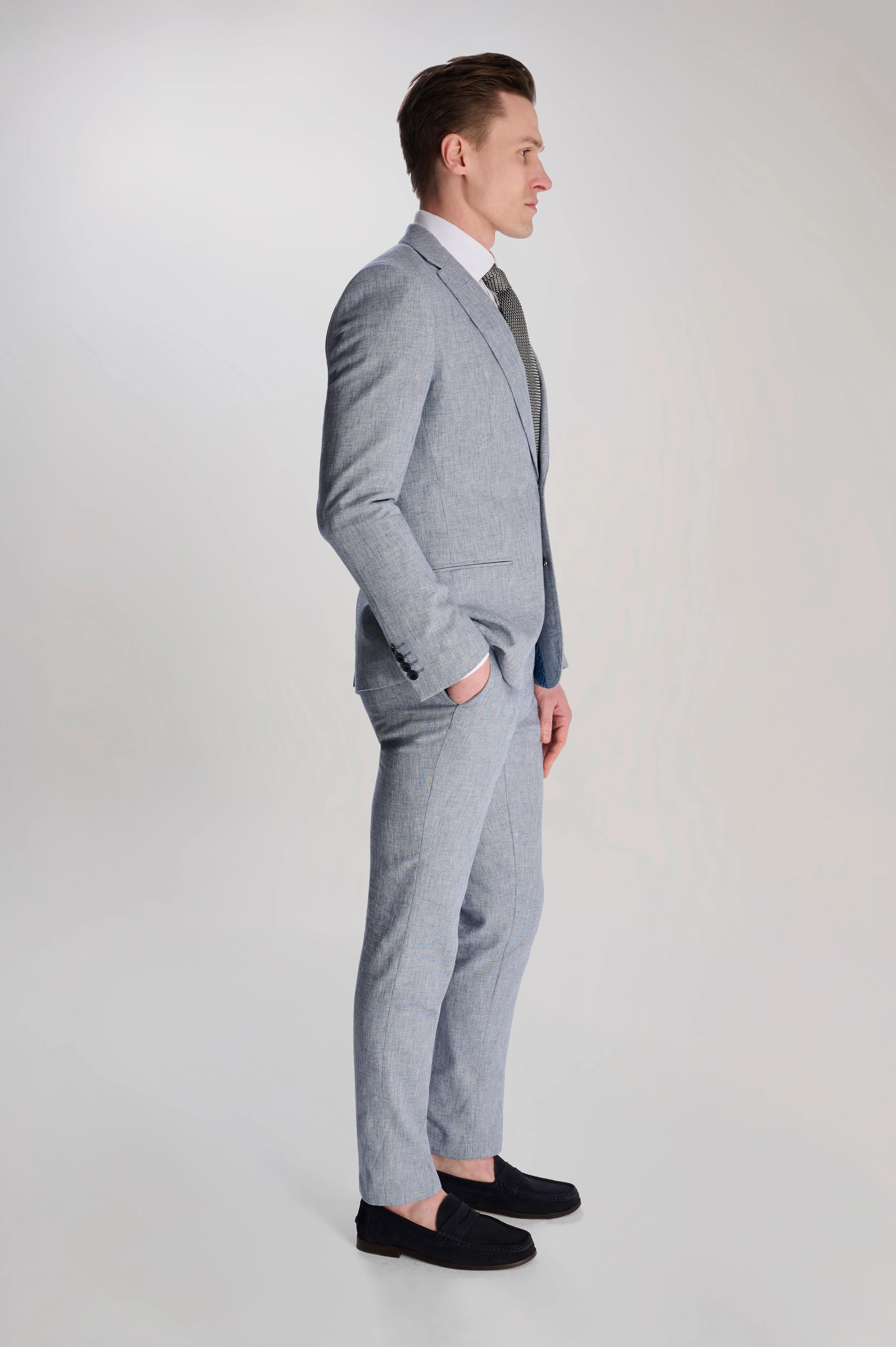 Giacomo Slim Fit Cotton Linen Suit Jacket in Chambray