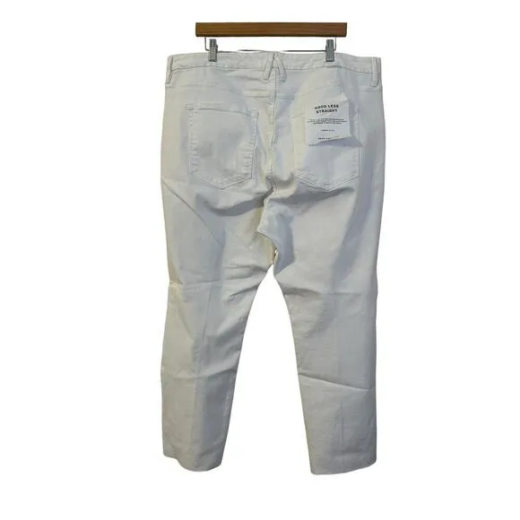 Good American Good Legs Straight Raw Hem White Jeans Size 22 NWT