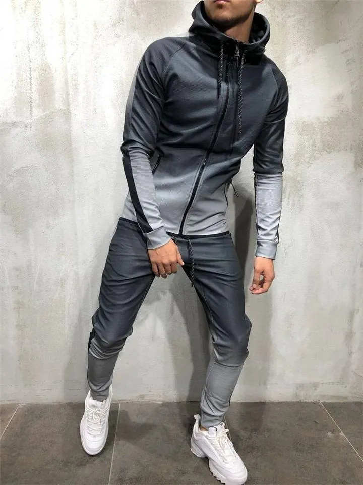 Gradient Tracksuit Sets Hooded Sweatshirt   Slim Fit Trousers