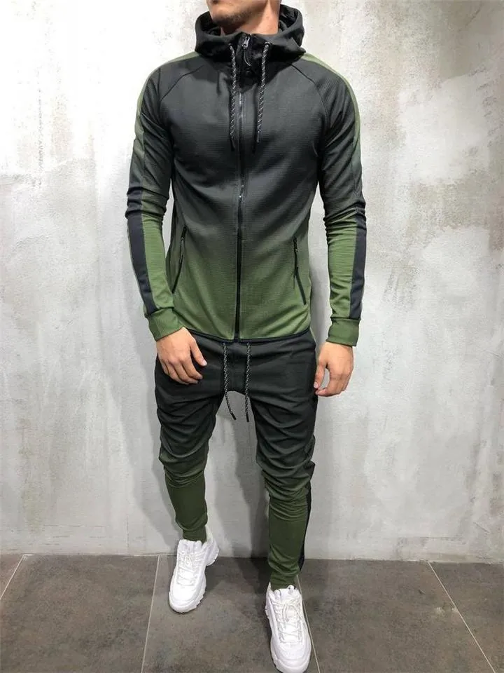 Gradient Tracksuit Sets Hooded Sweatshirt   Slim Fit Trousers