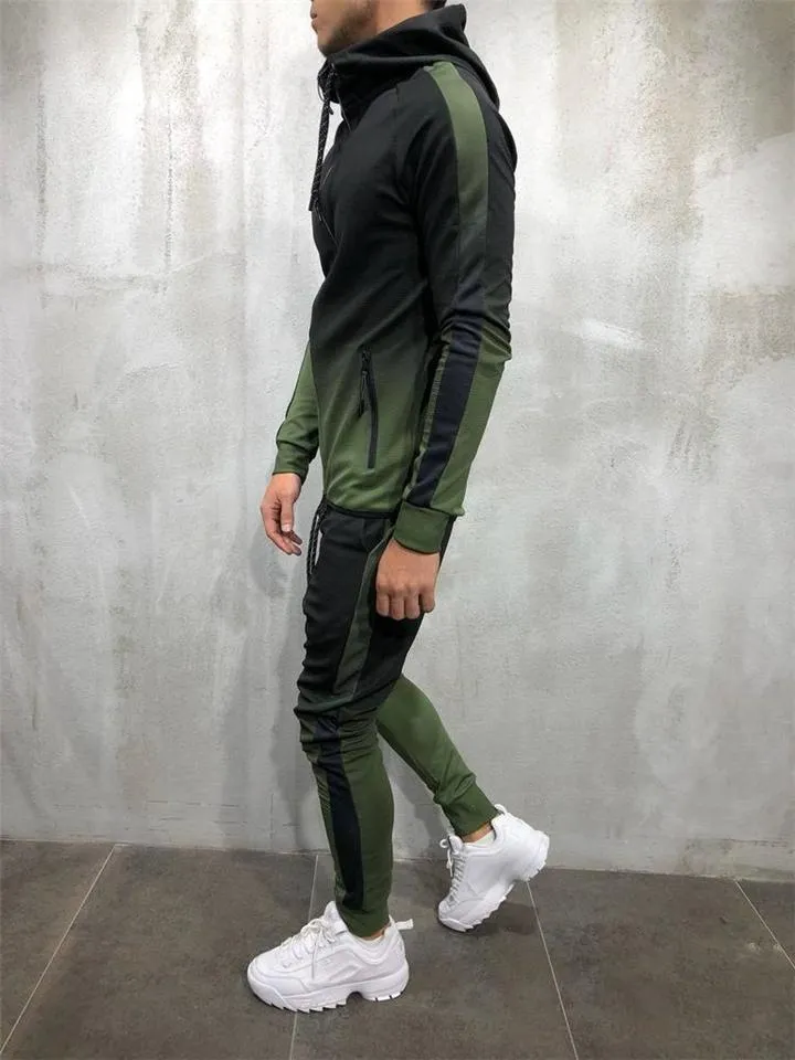 Gradient Tracksuit Sets Hooded Sweatshirt   Slim Fit Trousers
