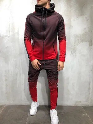 Gradient Tracksuit Sets Hooded Sweatshirt   Slim Fit Trousers