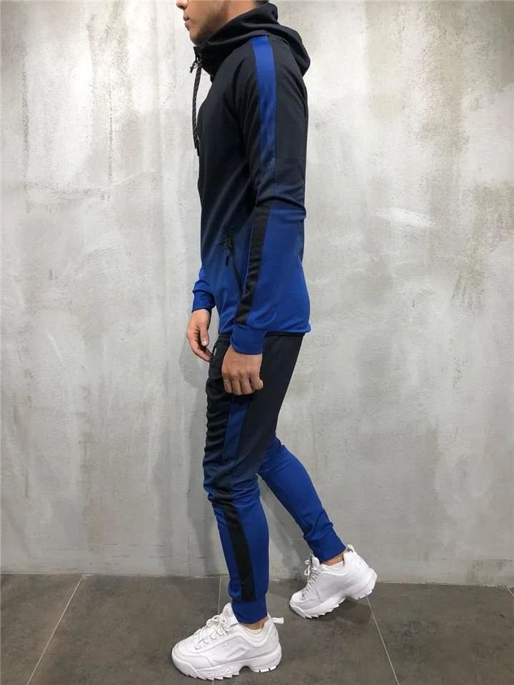 Gradient Tracksuit Sets Hooded Sweatshirt   Slim Fit Trousers