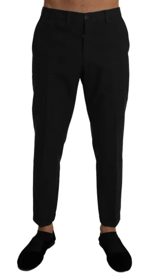 Gray Cotton Wool Slim Dress Trousers Pants