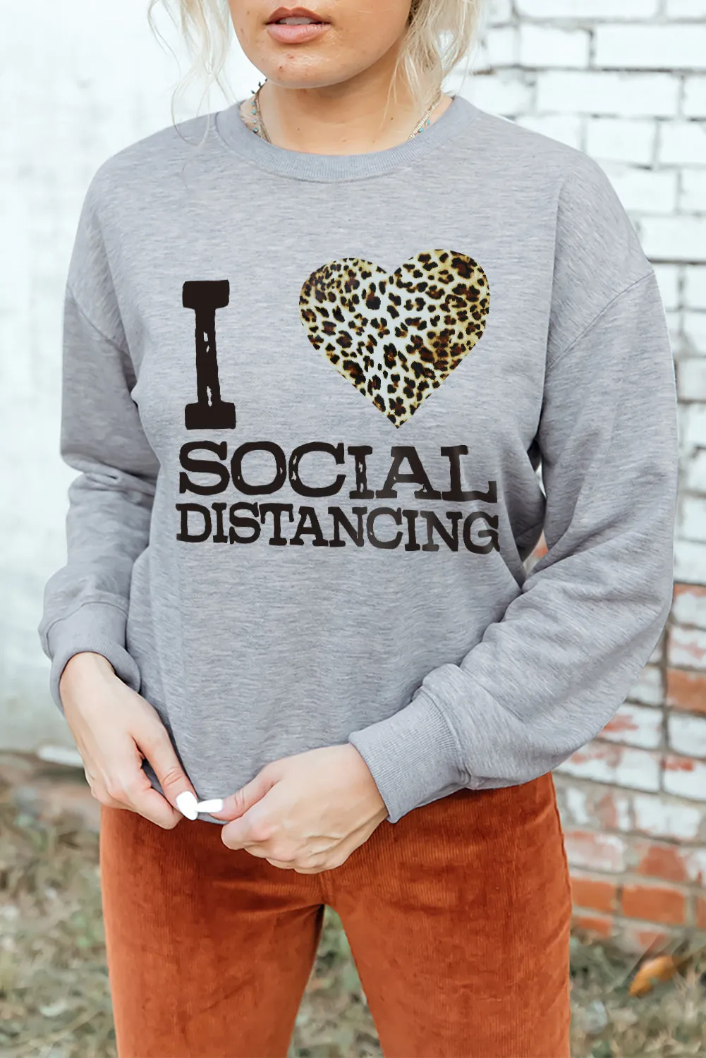 Gray I LOVE SOCIAL DISTANCING Loose Sweatshirt