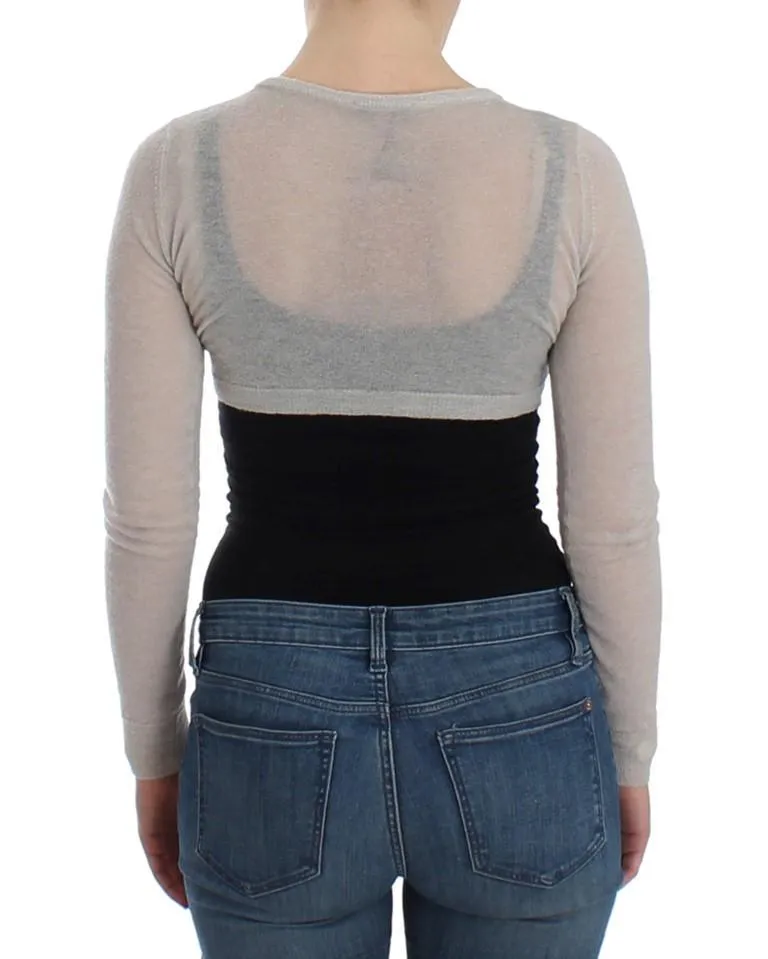 Gray Knit Wool Cardigan Sweater