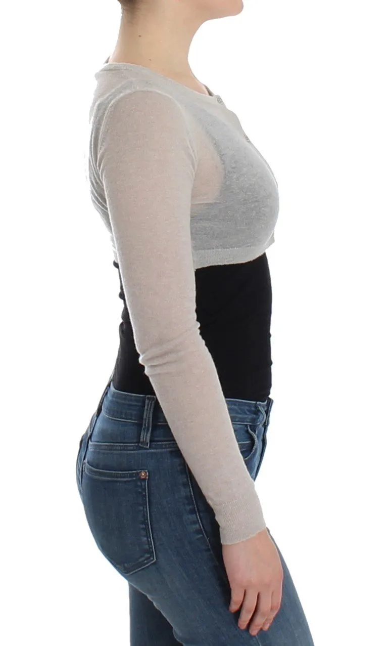 Gray Knit Wool Cardigan Sweater