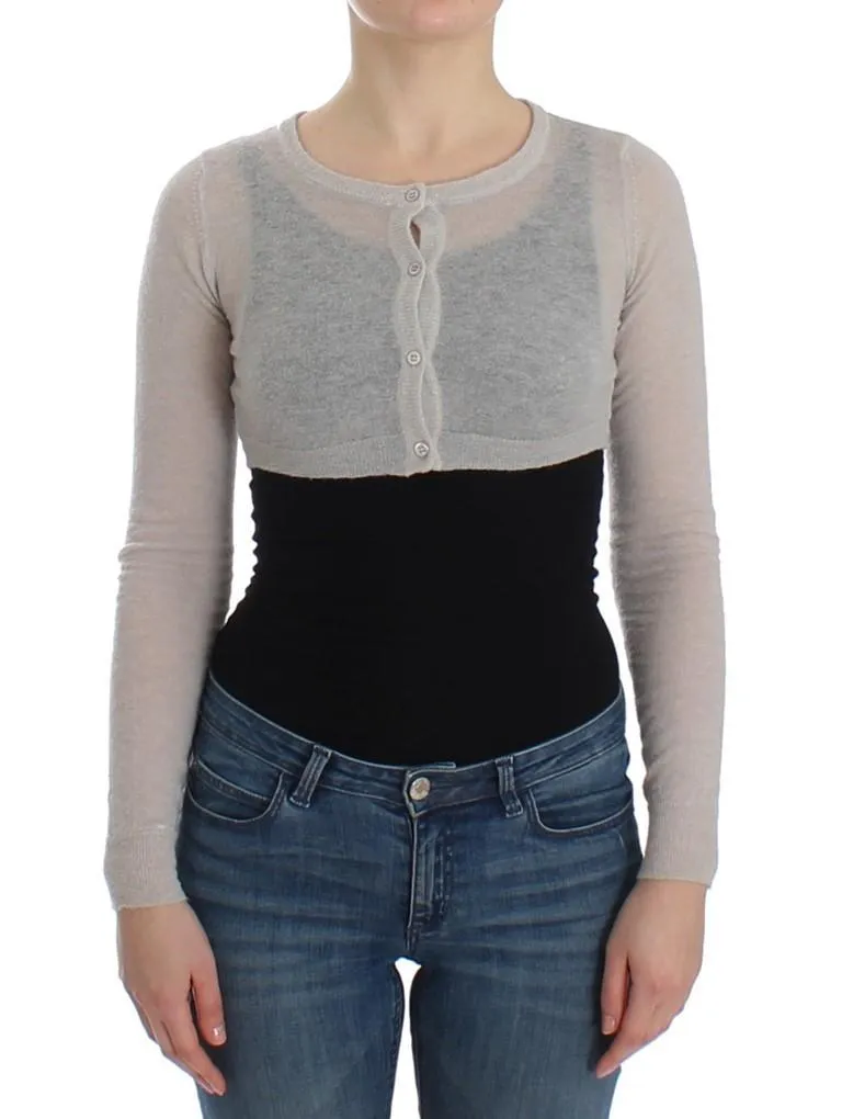 Gray Knit Wool Cardigan Sweater