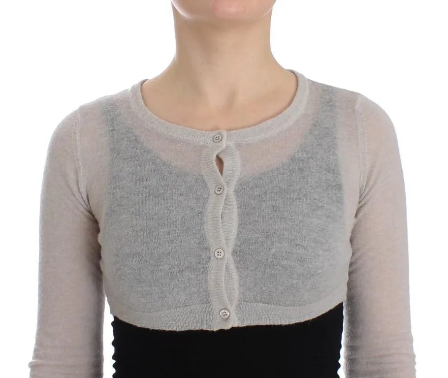 Gray Knit Wool Cardigan Sweater