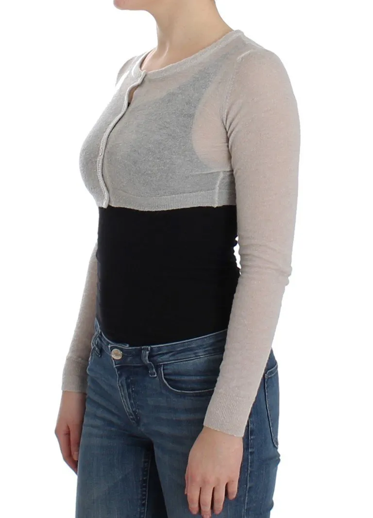 Gray Knit Wool Cardigan Sweater