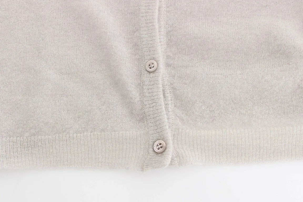 Gray Knit Wool Cardigan Sweater