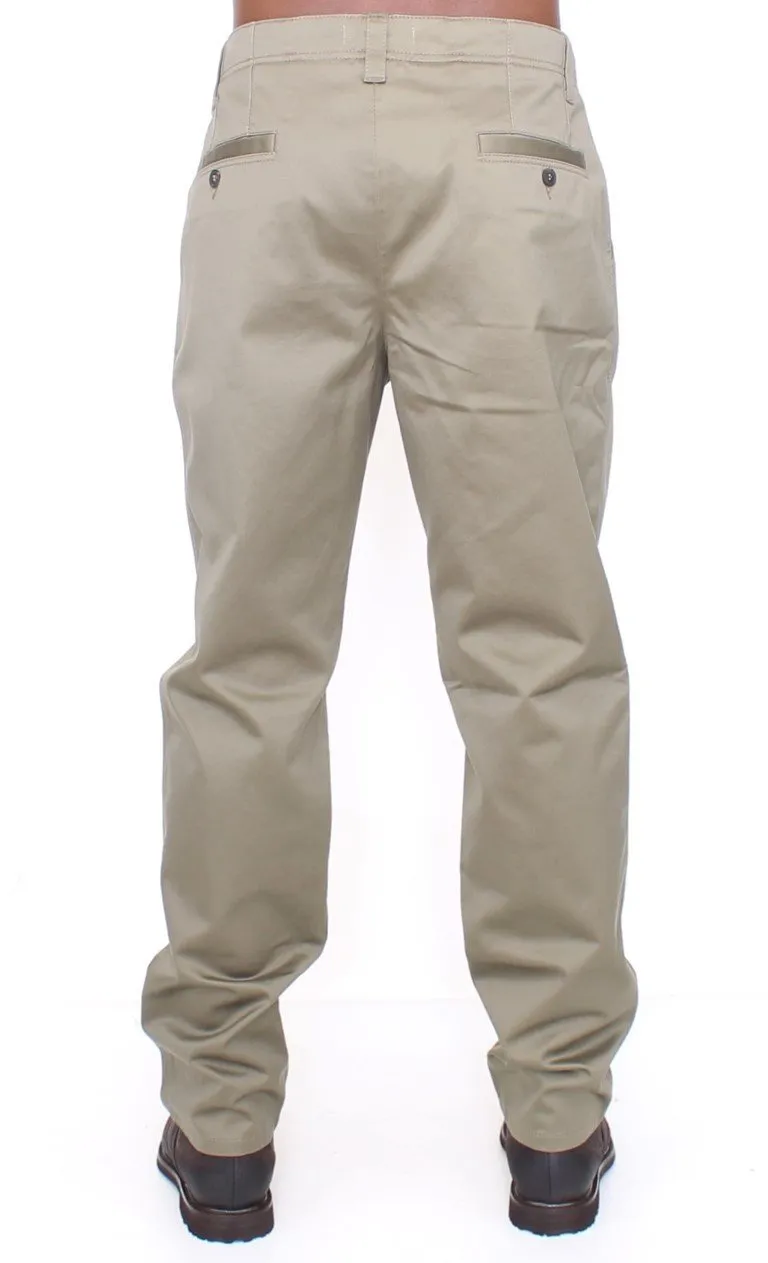 Green Cotton Slim Fit Chinos Pants
