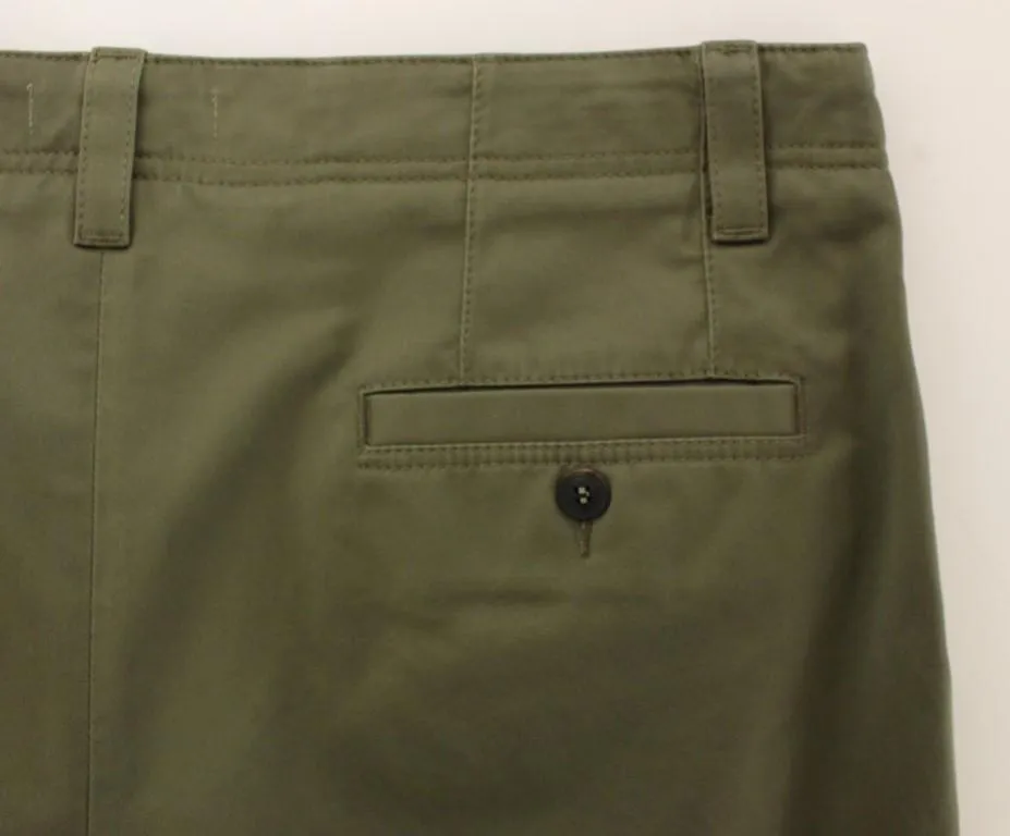 Green Cotton Slim Fit Chinos Pants