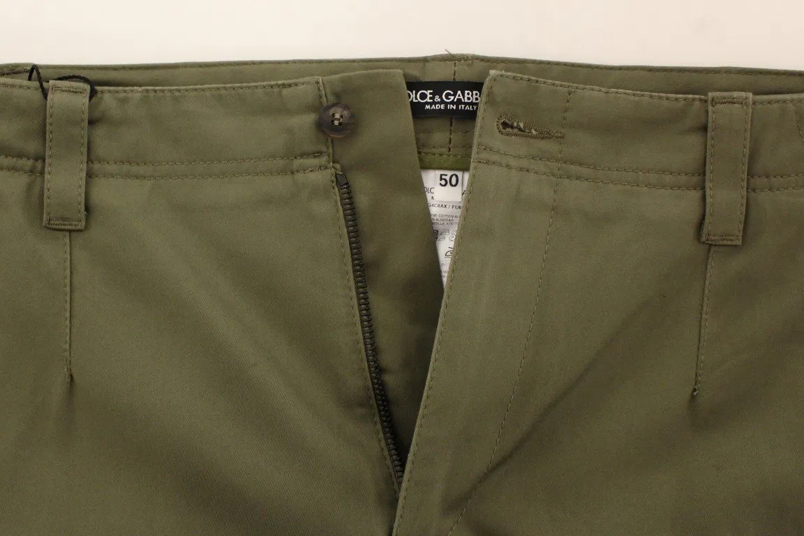 Green Cotton Slim Fit Chinos Pants