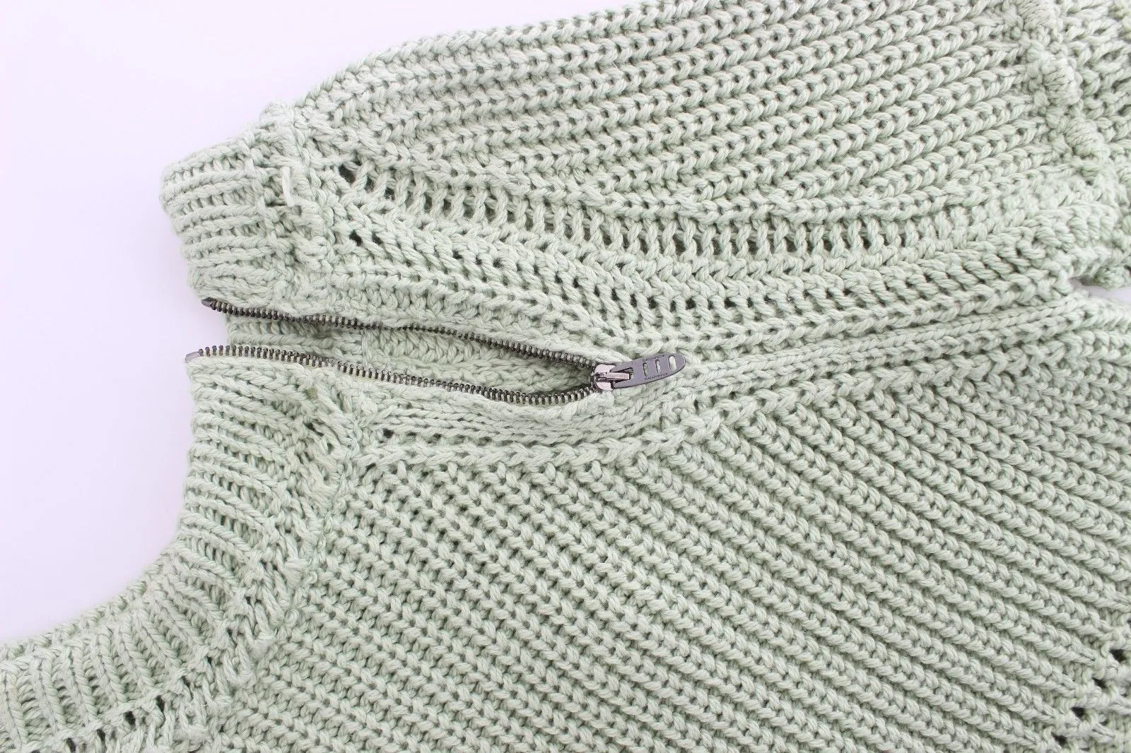 Green Cropped Knit Sweater Knitted Jumper