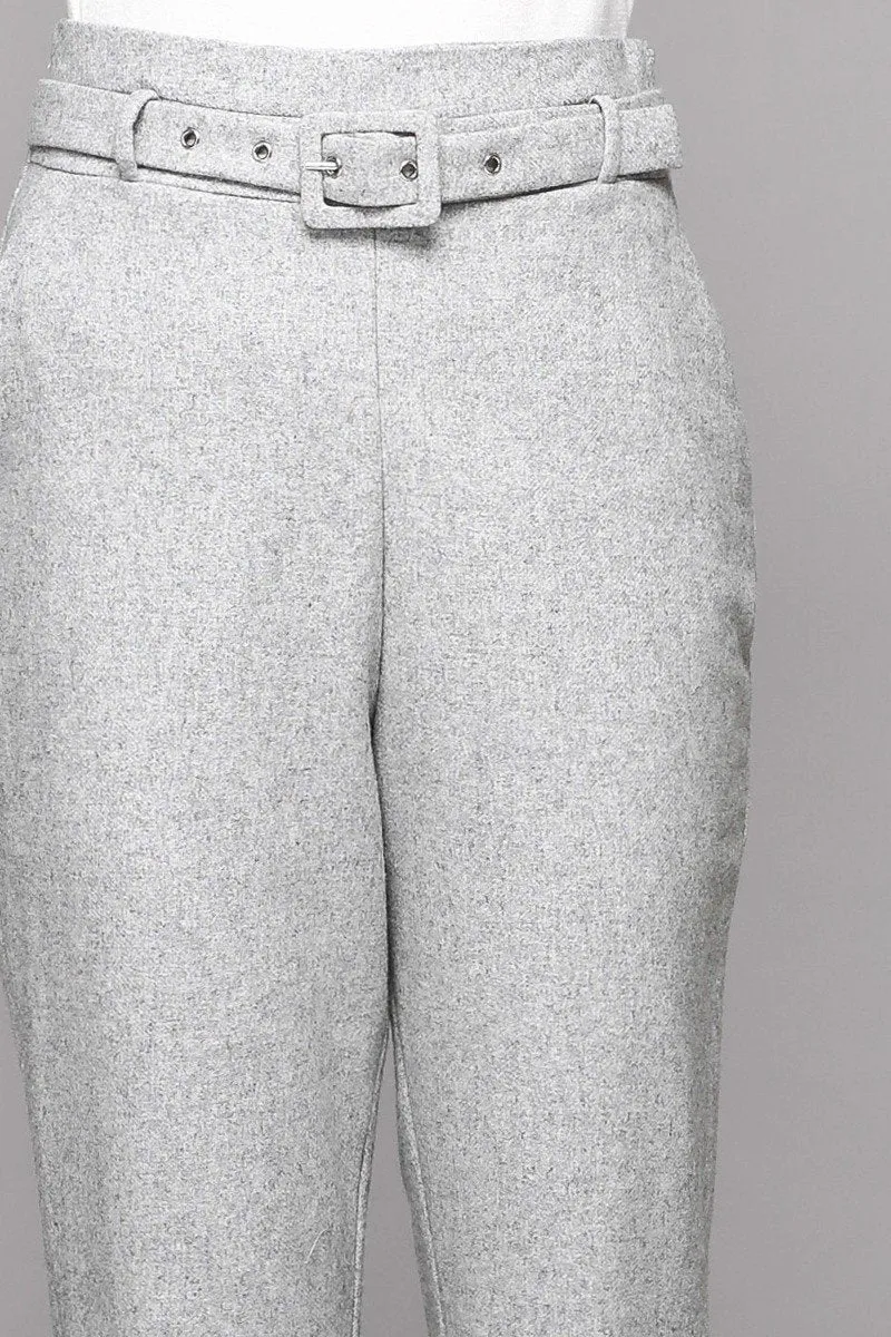 Grey Belted Trouser pant