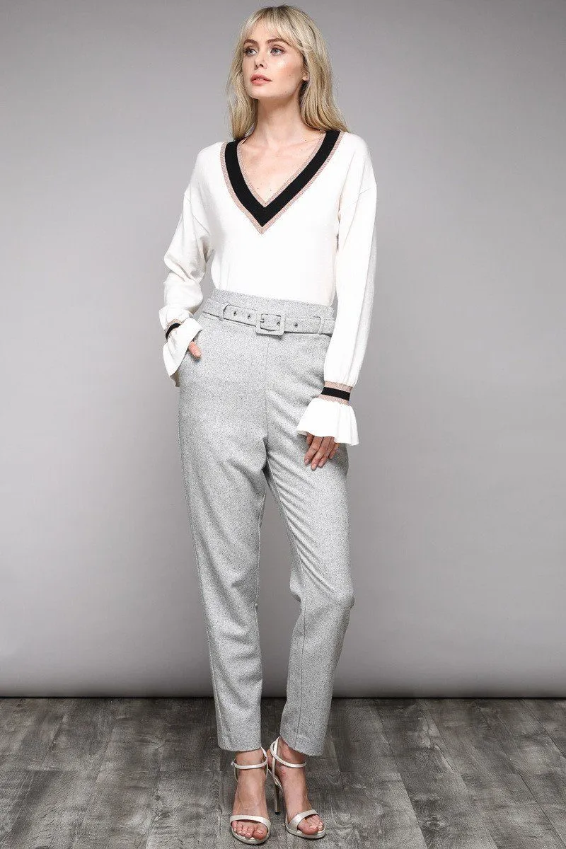 Grey Belted Trouser pant