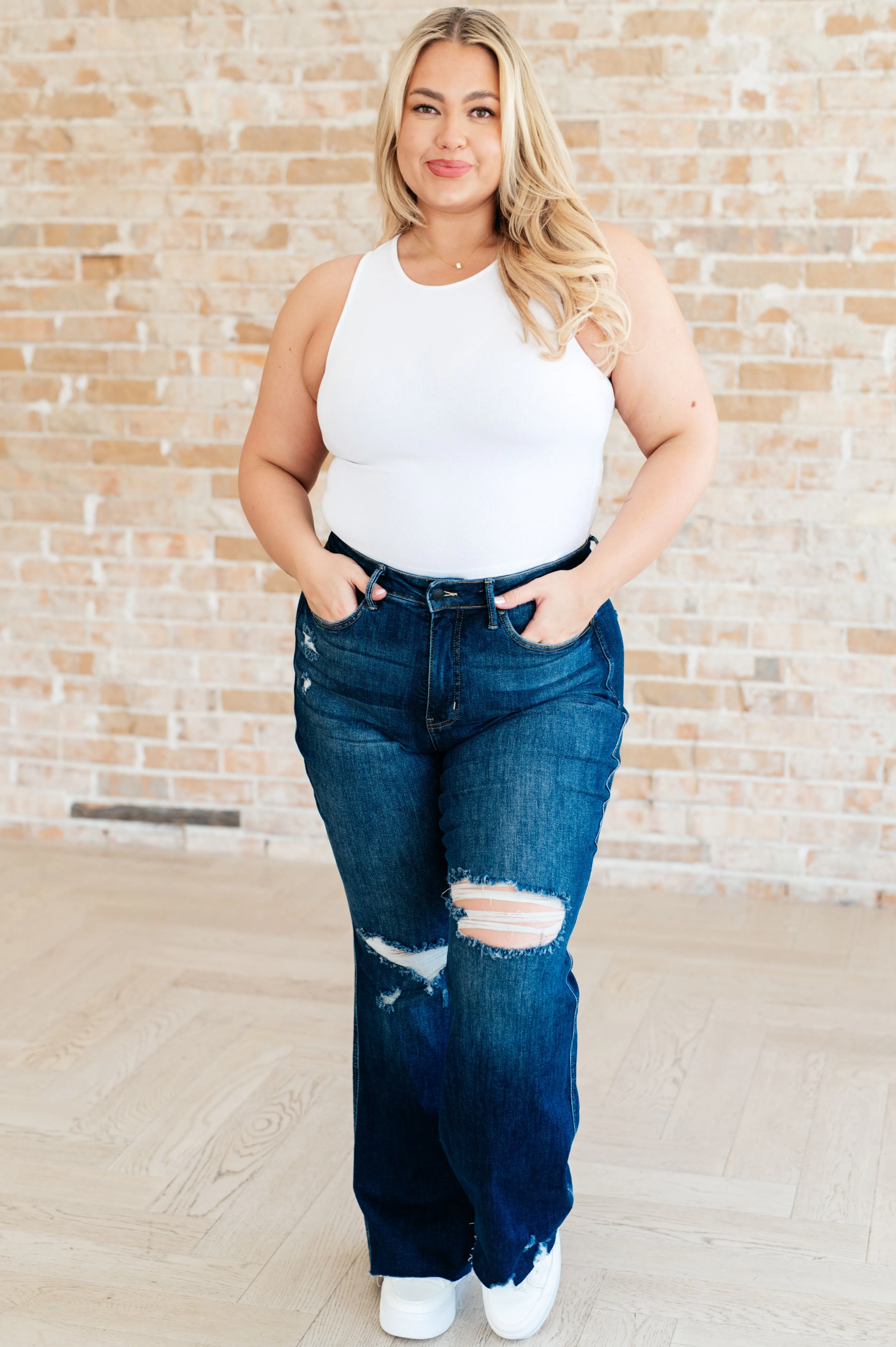 Hazel Blues® |  Cream of the Crop Rib Knit Tank Top in White