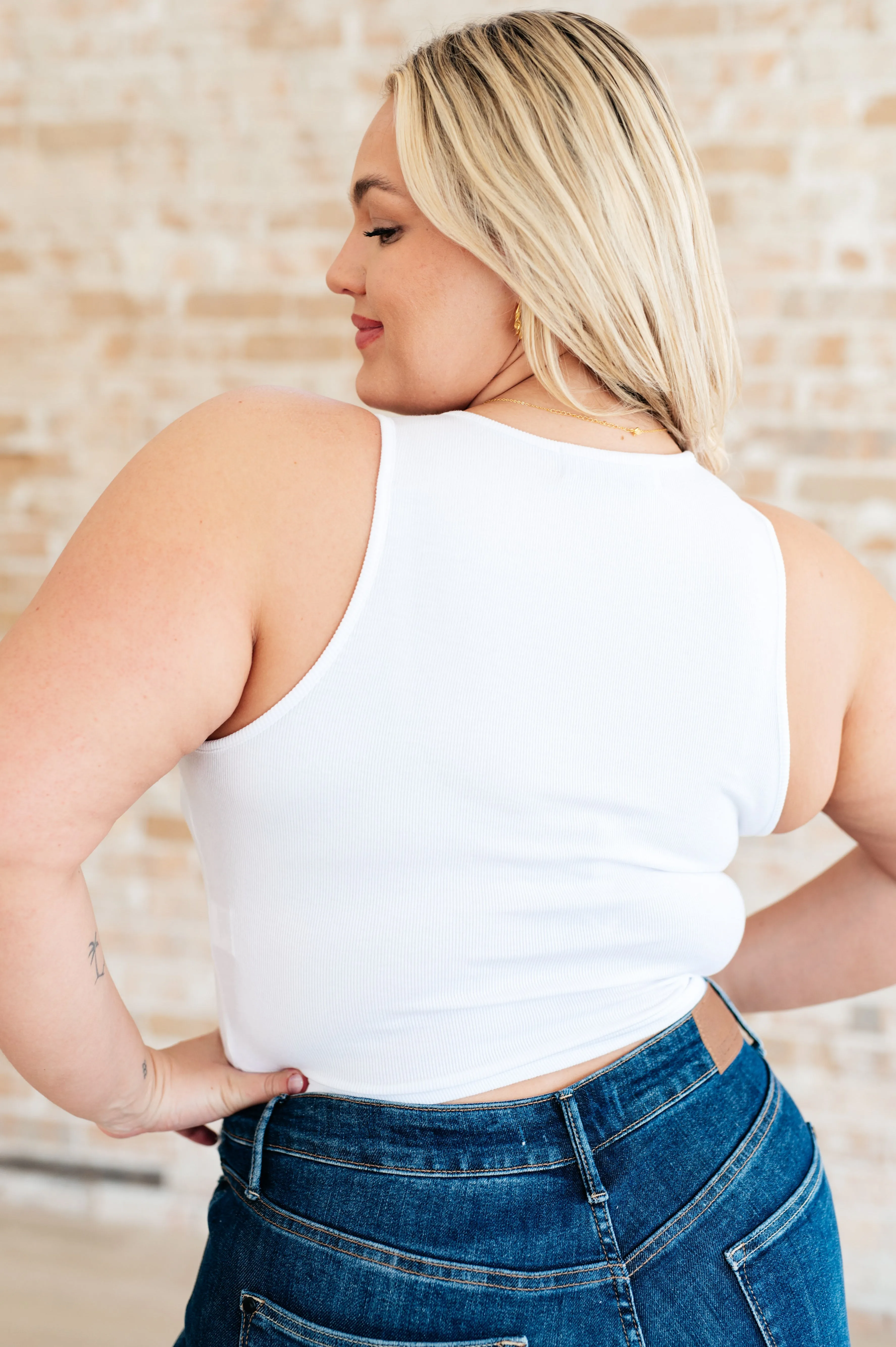 Hazel Blues® |  Cream of the Crop Rib Knit Tank Top in White