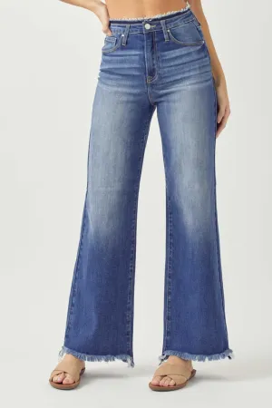 Hazel Blues® |  RISEN High Waist Raw Hem Wide Leg Jeans