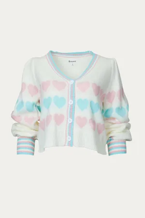 HEART BUTTON-FRONT CARDIGAN