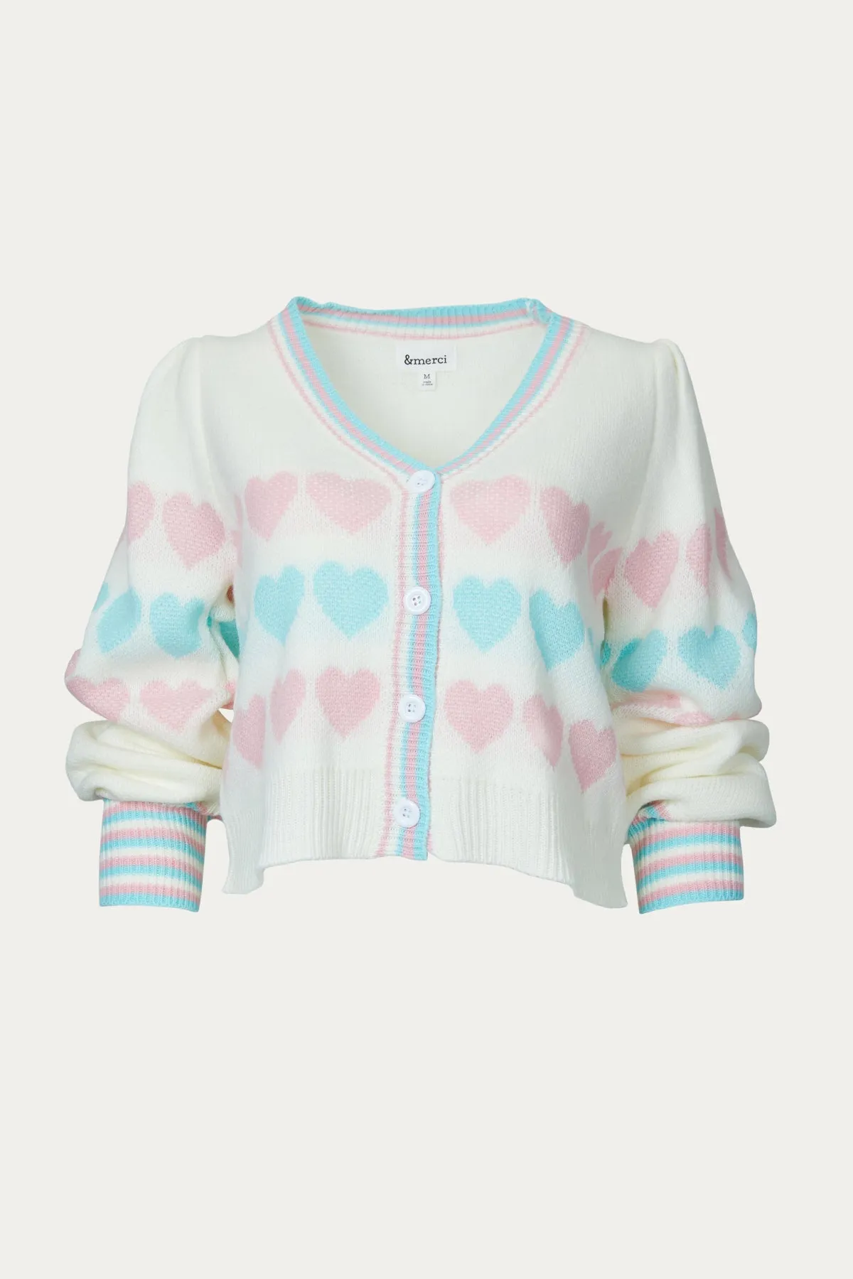 HEART BUTTON-FRONT CARDIGAN