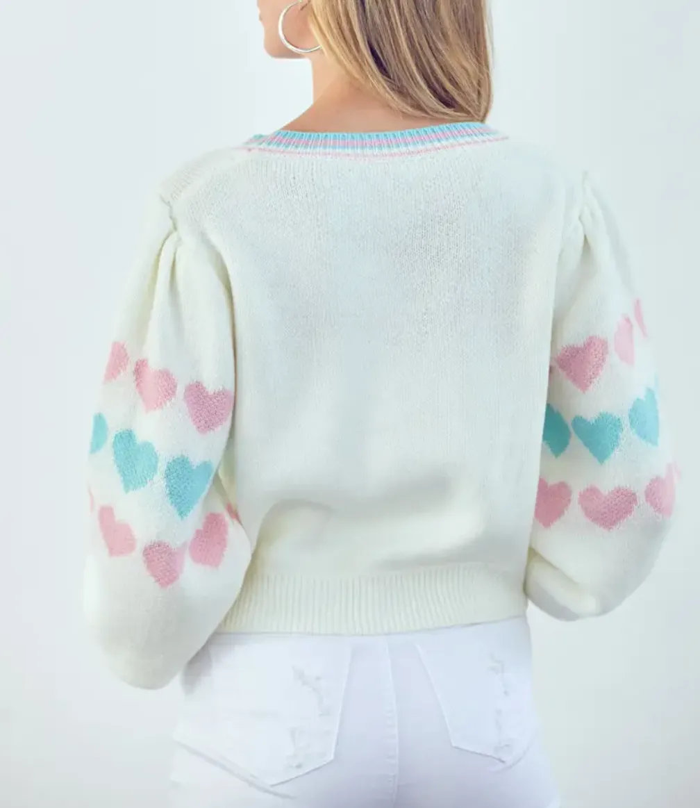 HEART BUTTON-FRONT CARDIGAN