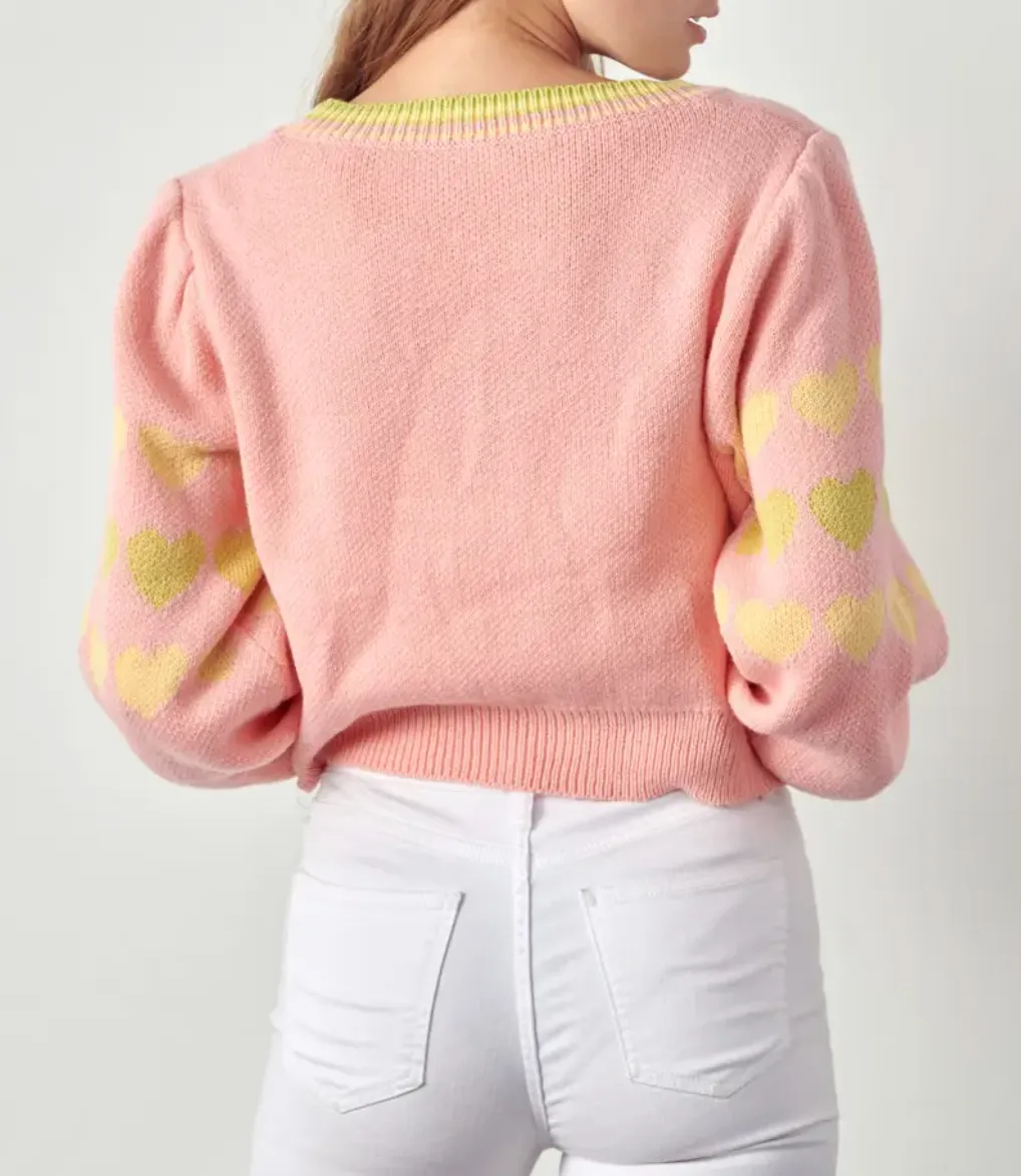 HEART BUTTON-FRONT CARDIGAN