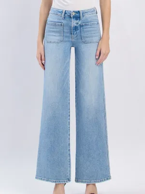 High Rise Patch Pocket Jeans