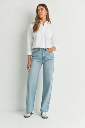 HIGH WAISTED SKATER DENIM JEANS