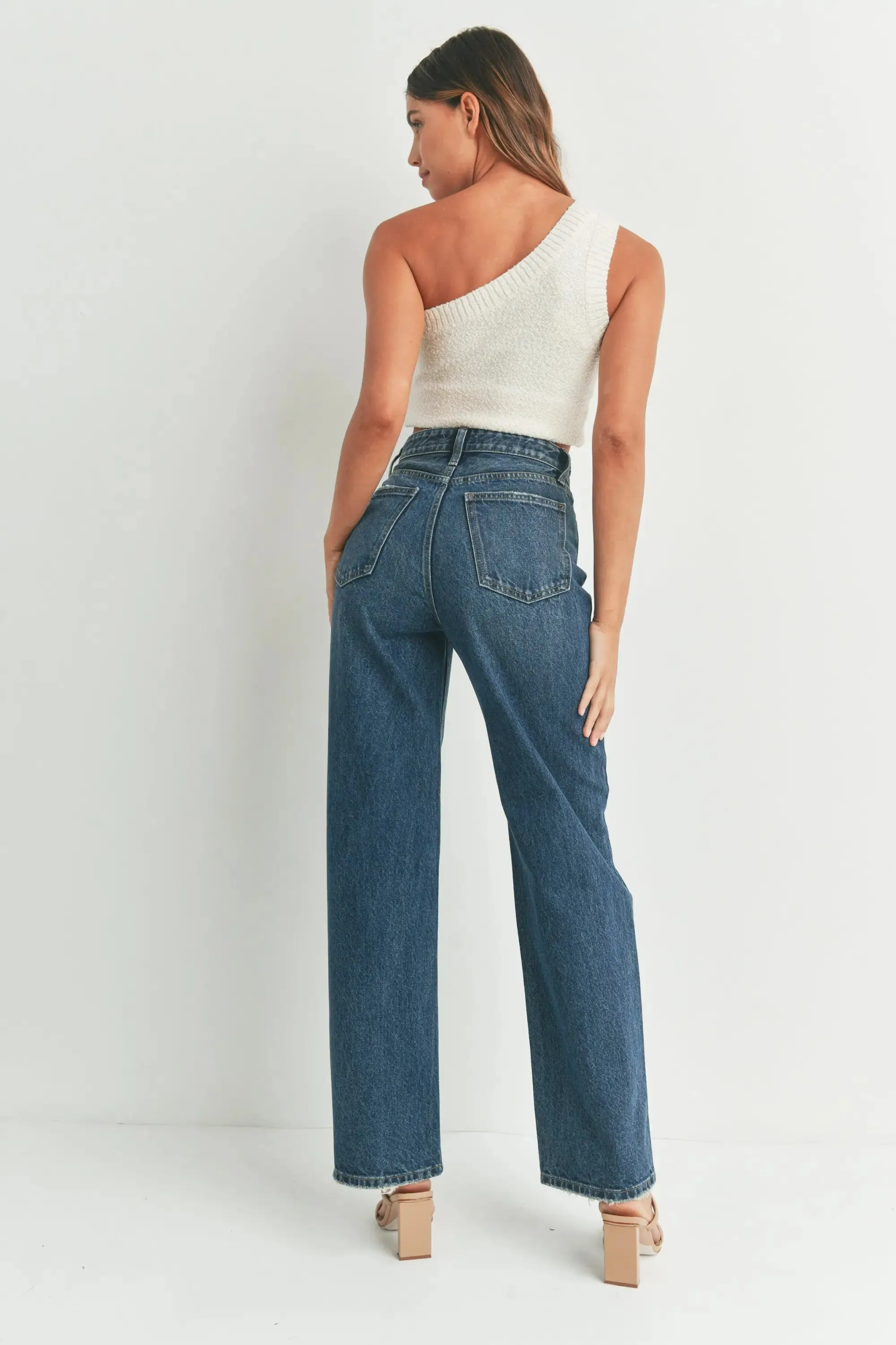 HIGH WAISTED SKATER DENIM JEANS