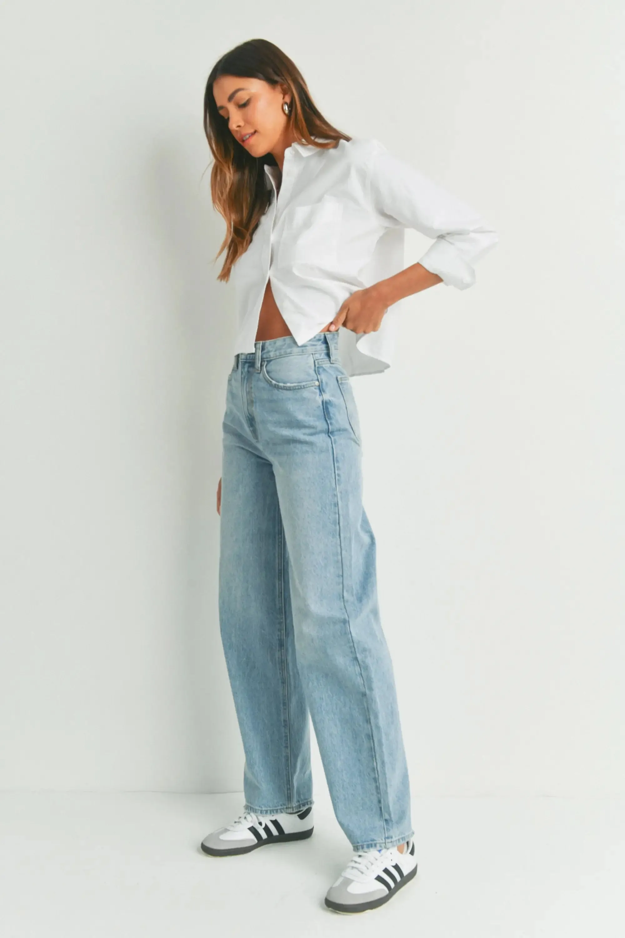 HIGH WAISTED SKATER DENIM JEANS