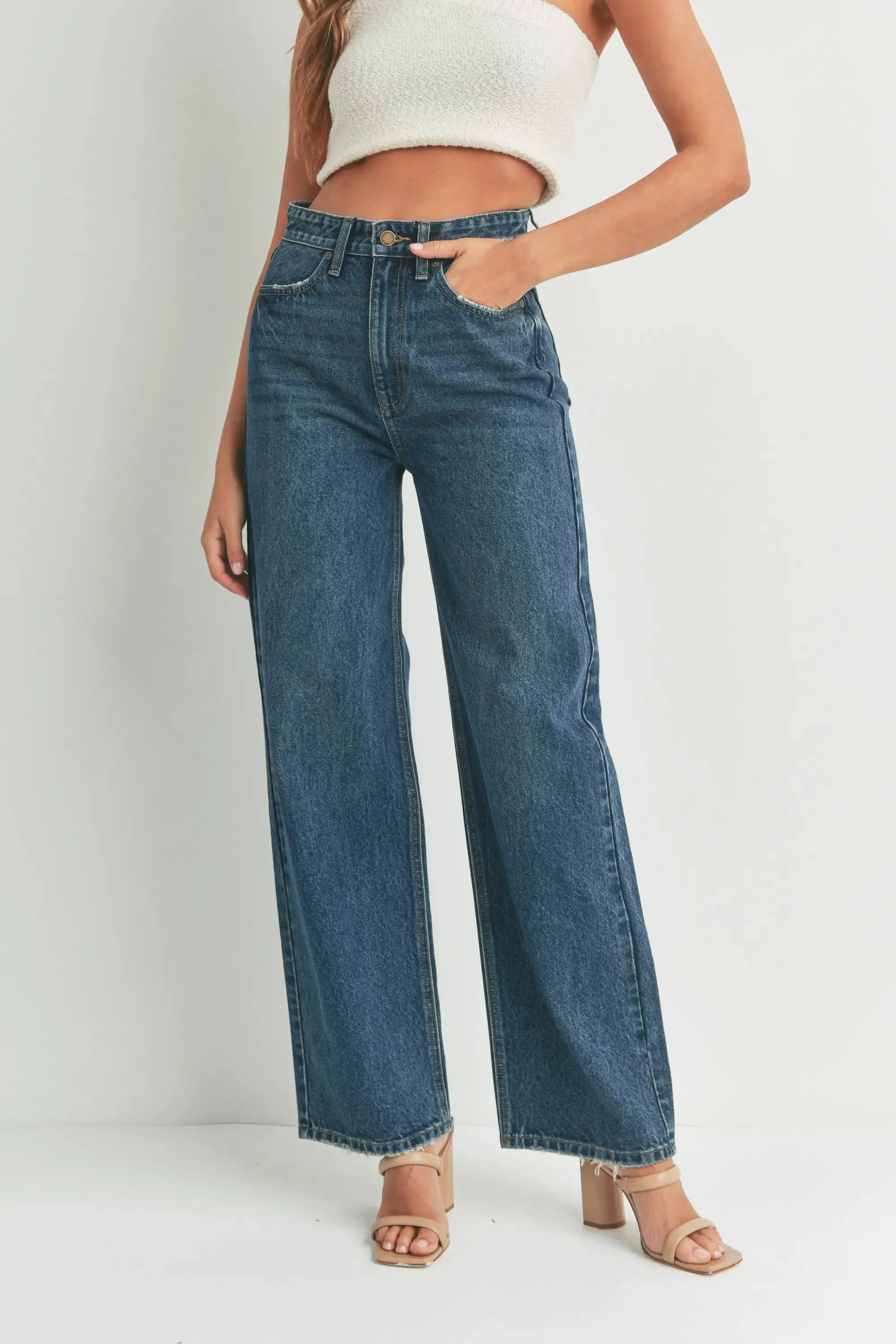 HIGH WAISTED SKATER DENIM JEANS