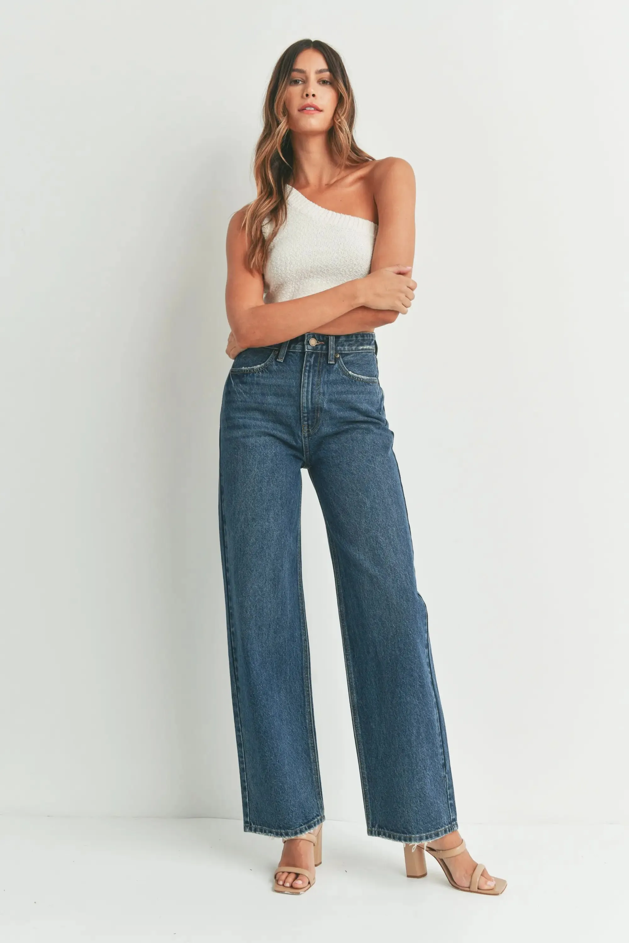 HIGH WAISTED SKATER DENIM JEANS