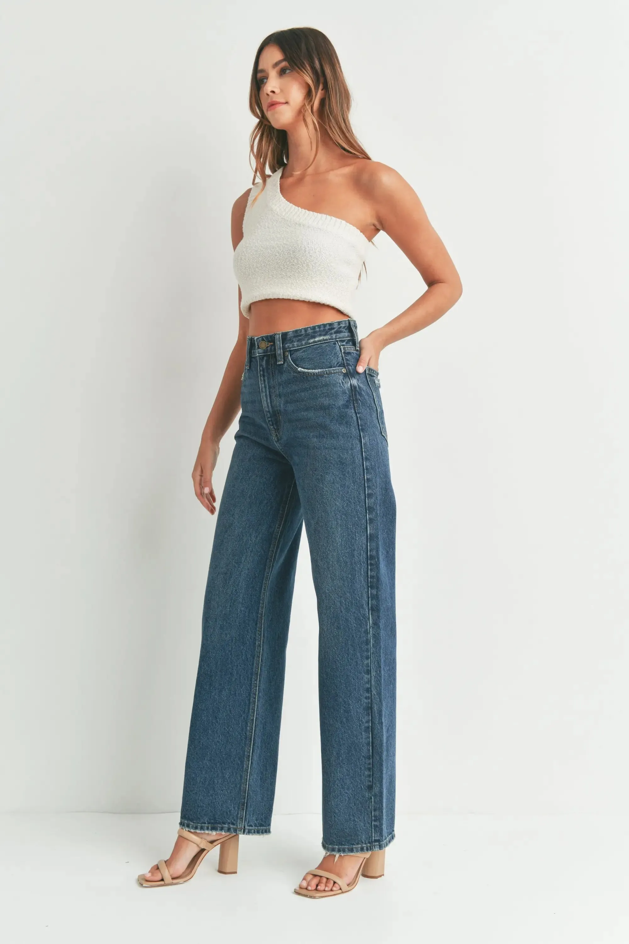 HIGH WAISTED SKATER DENIM JEANS