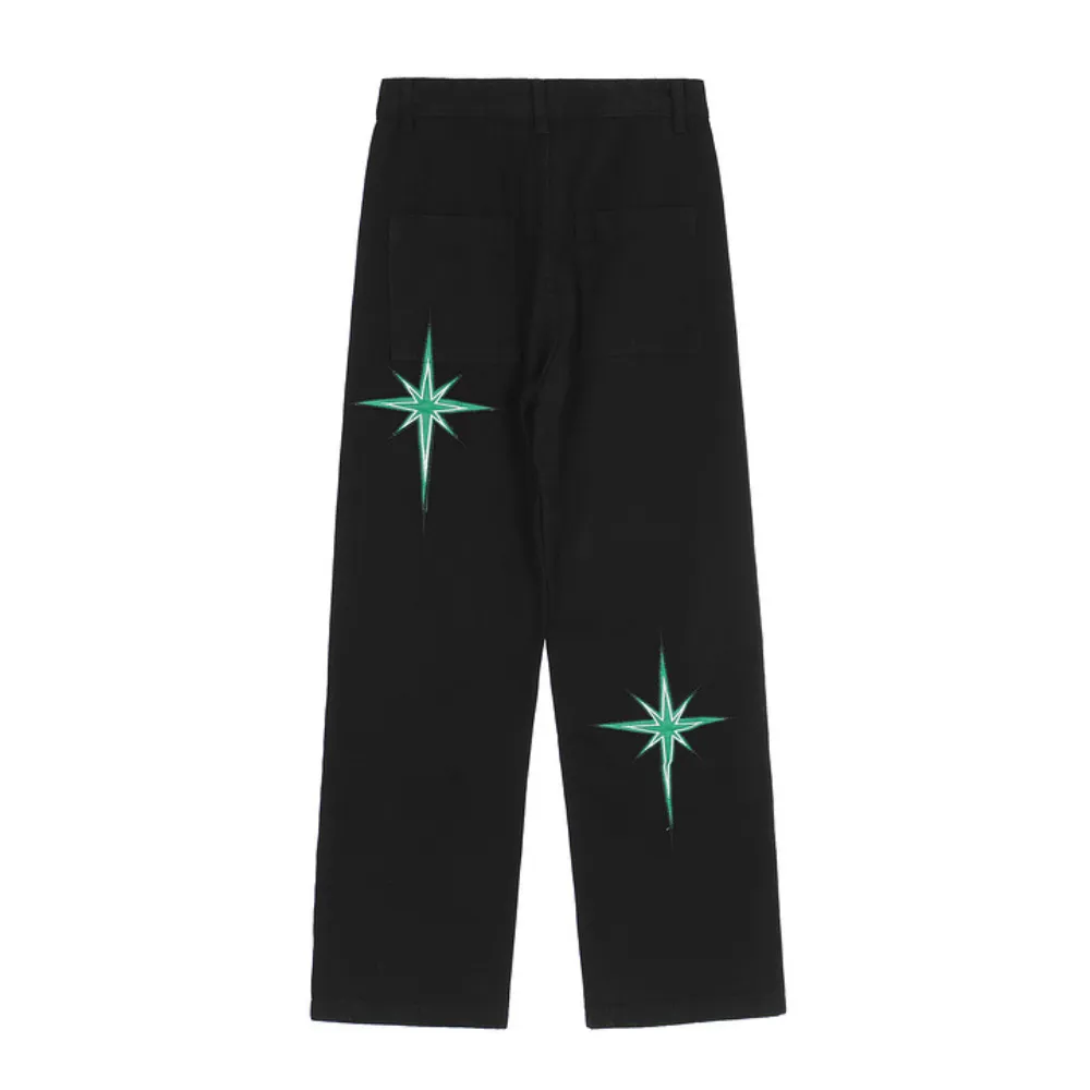 Hip Hop Star Graphic Straight Jeans