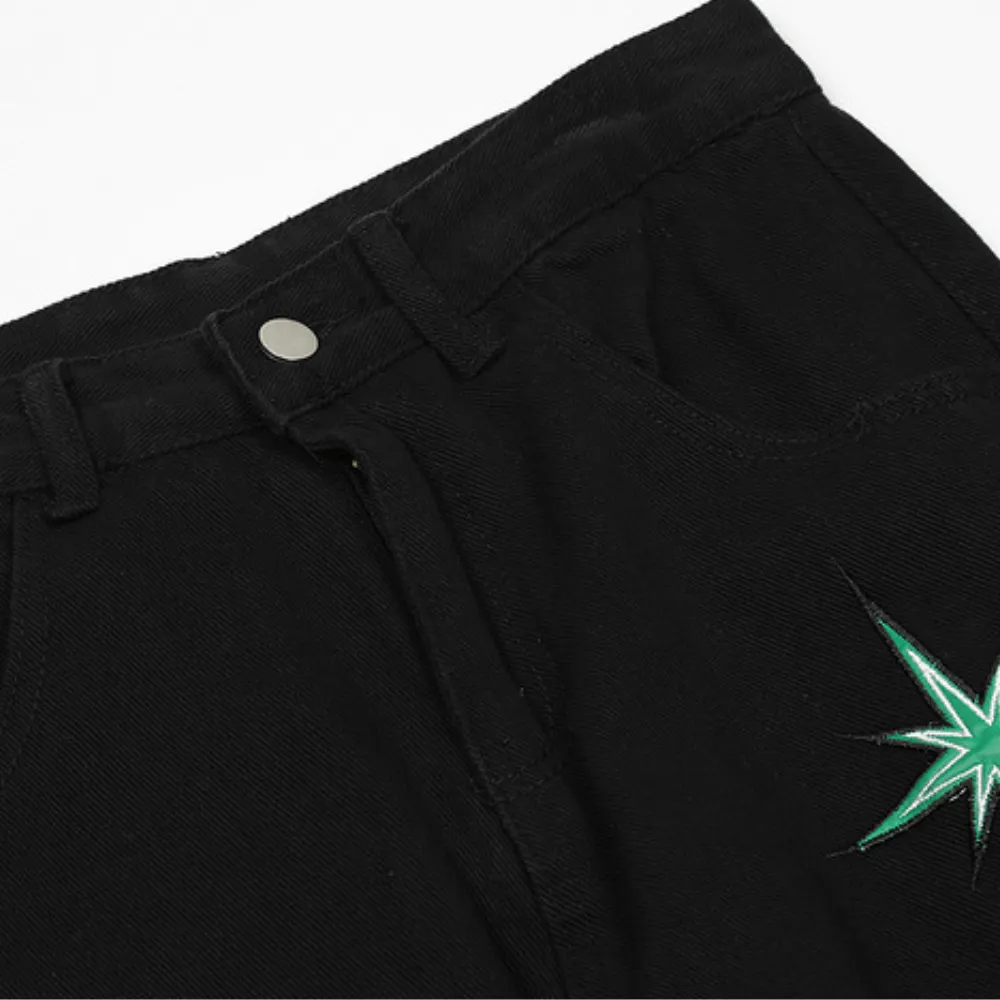 Hip Hop Star Graphic Straight Jeans