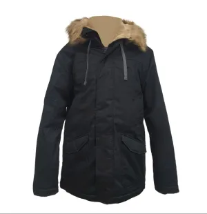 HoodLamb Men's Black Hemp Nordic Warm Hooded Parka 420 MWJ009 NWT