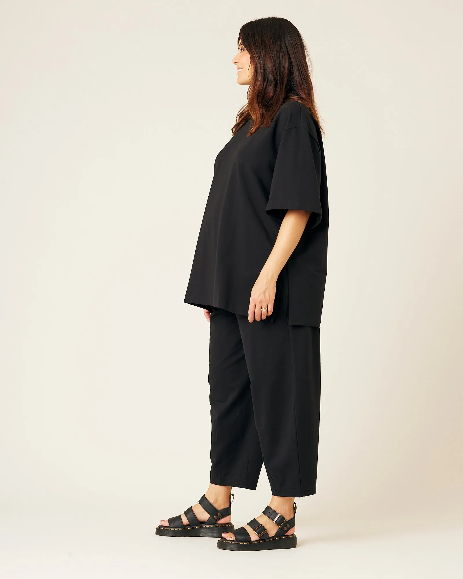 Huxley Black Cotton Jersey Trousers
