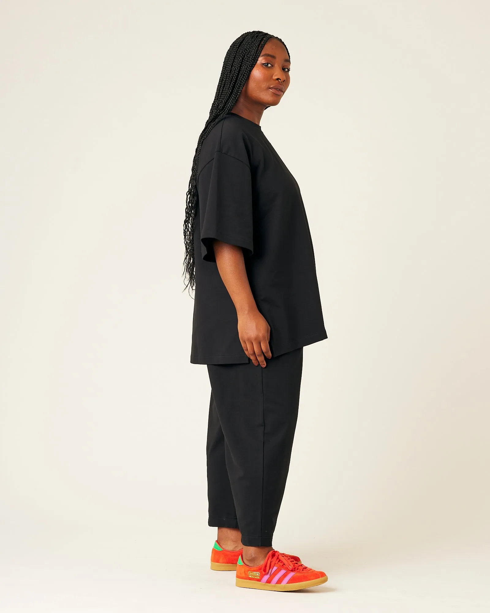 Huxley Black Cotton Jersey Trousers