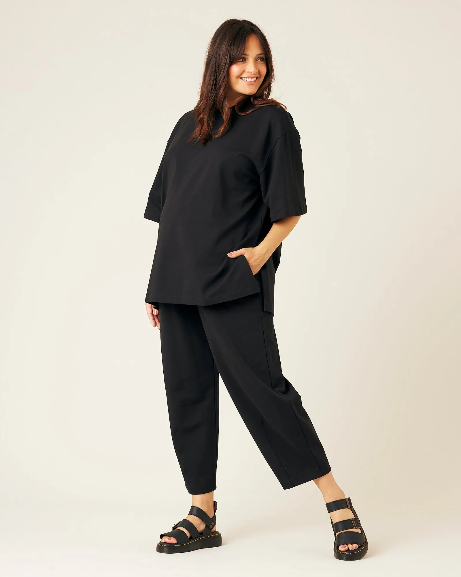 Huxley Black Cotton Jersey Trousers