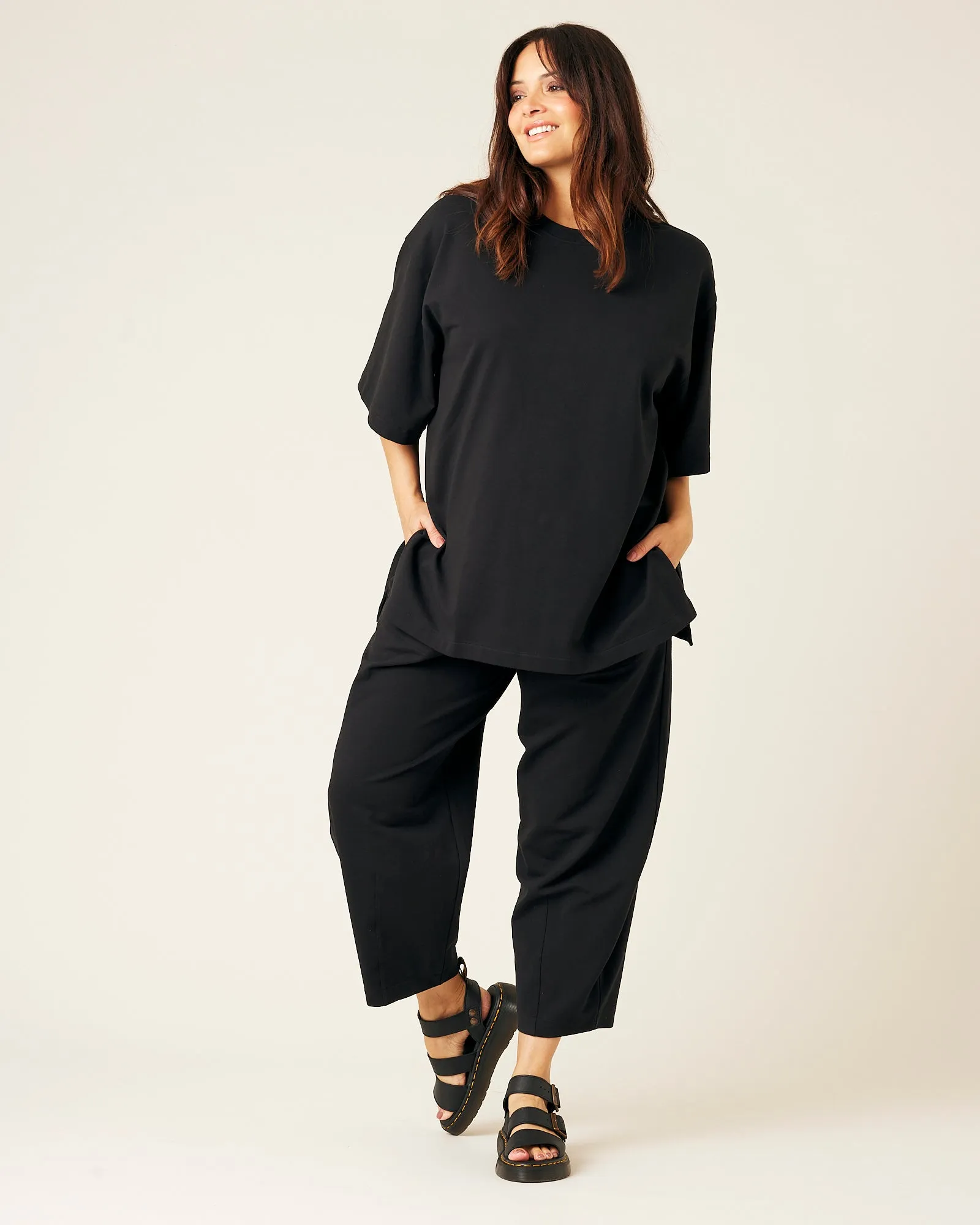 Huxley Black Cotton Jersey Trousers