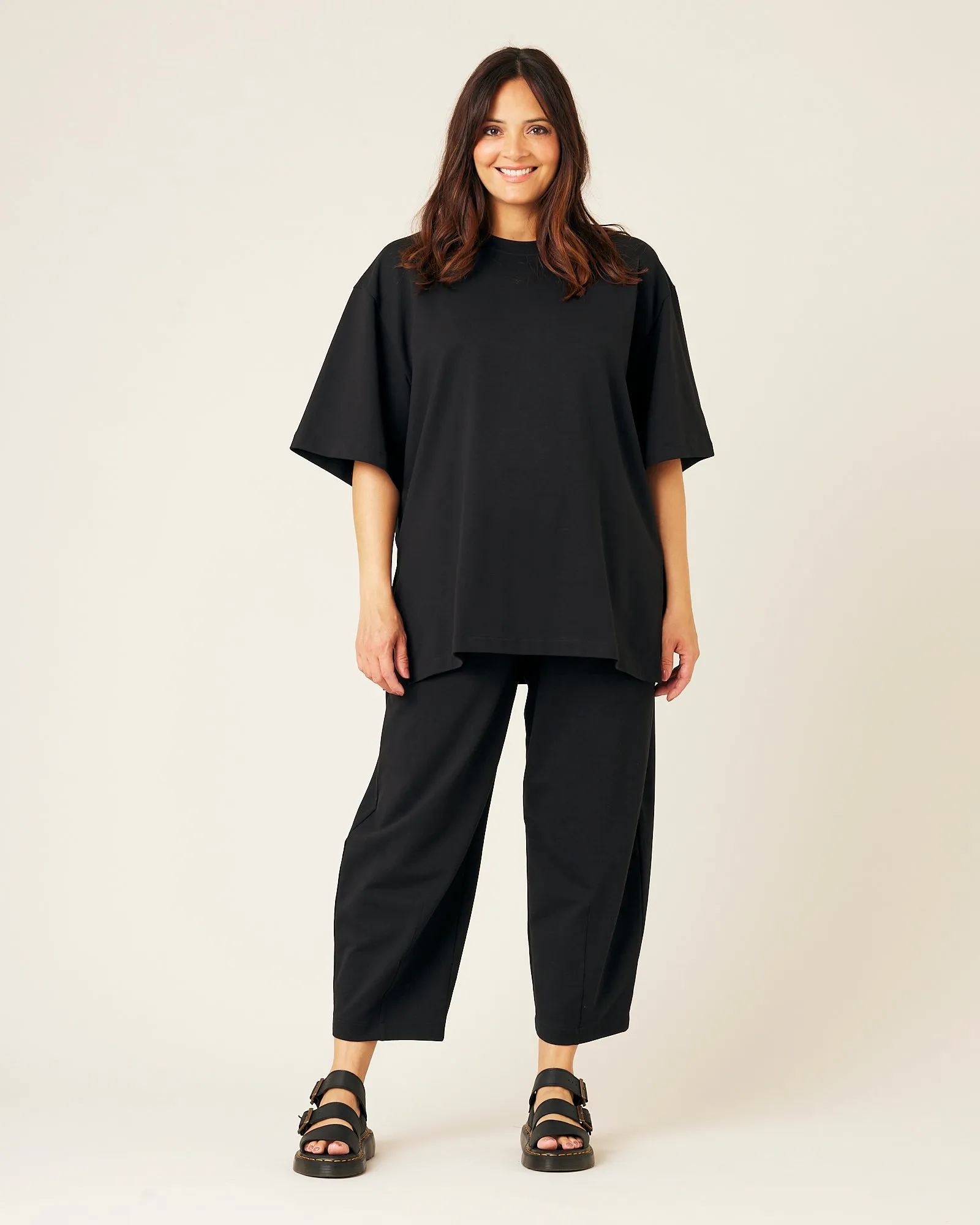 Huxley Black Cotton Jersey Trousers