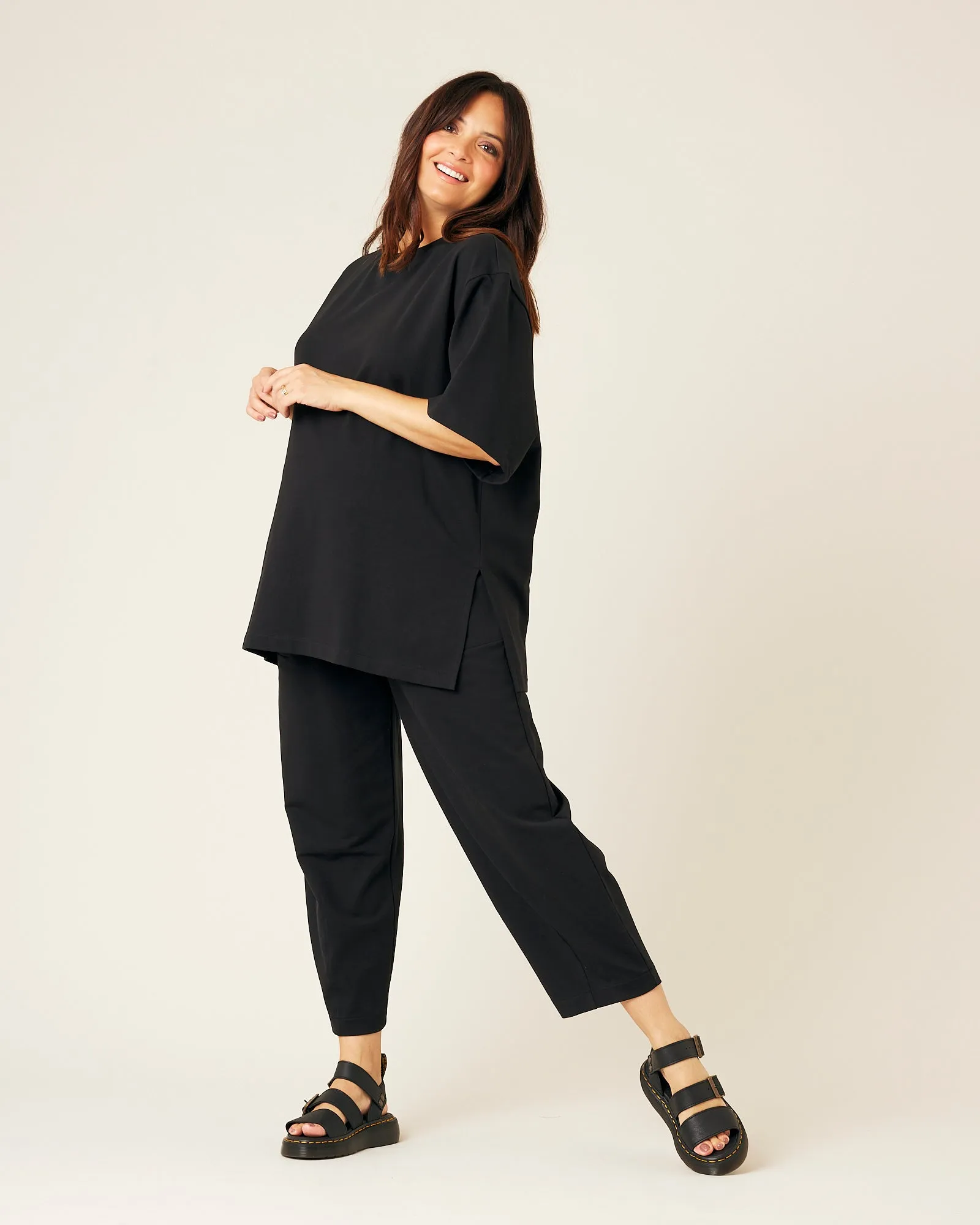 Huxley Black Cotton Jersey Trousers