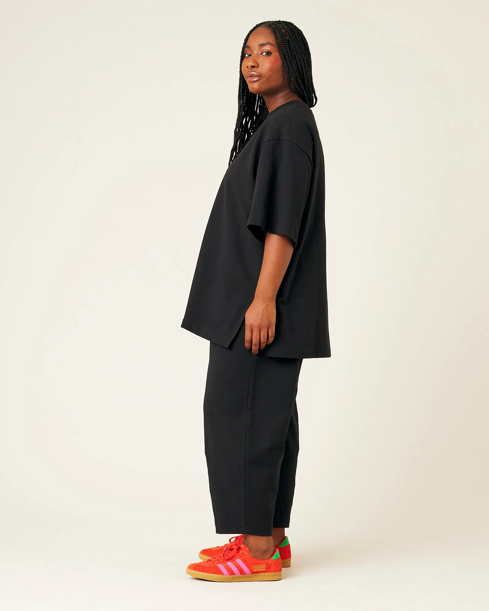 Huxley Black Cotton Jersey Trousers