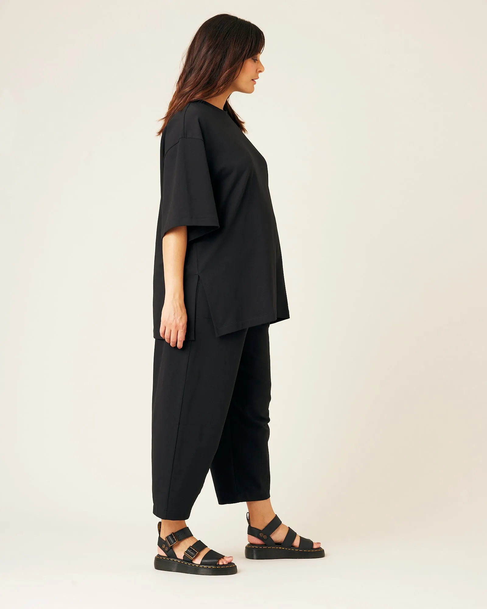 Huxley Black Cotton Jersey Trousers