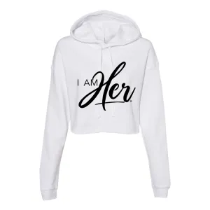 I AM HER Signature - Women's Cropped Fleece Hoodie - White
