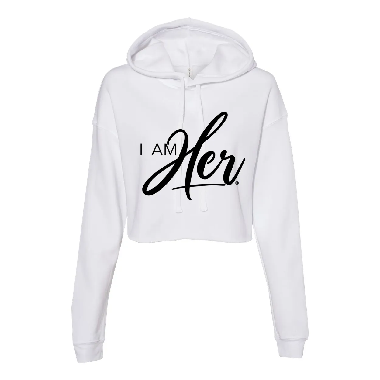 I AM HER Signature - Women's Cropped Fleece Hoodie - White