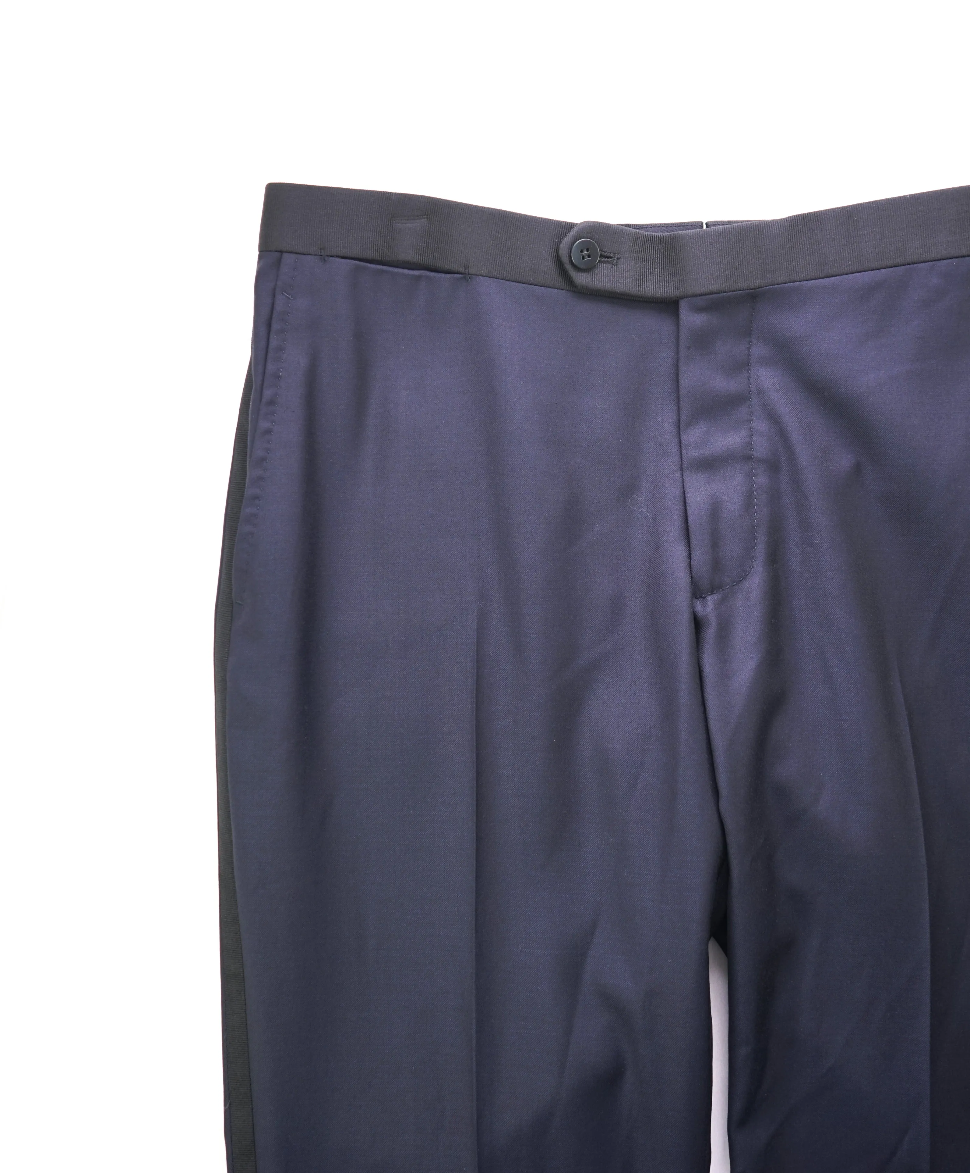 ISAIA - Pure Wool "AQUASPIDER" Blue Tux Dress Pants Flat Front- 33W (50 EU)