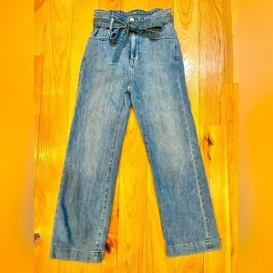 J Crew Women’s Paper Bag Waist High Rise Straight Leg Jeans Size 0 00 24 XS
